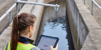 Micropilot FMR20B, nivåmätning, öppen kanal, reningsverk