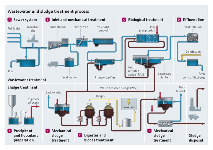 Process för avloppsvattenhantering och slambehandling