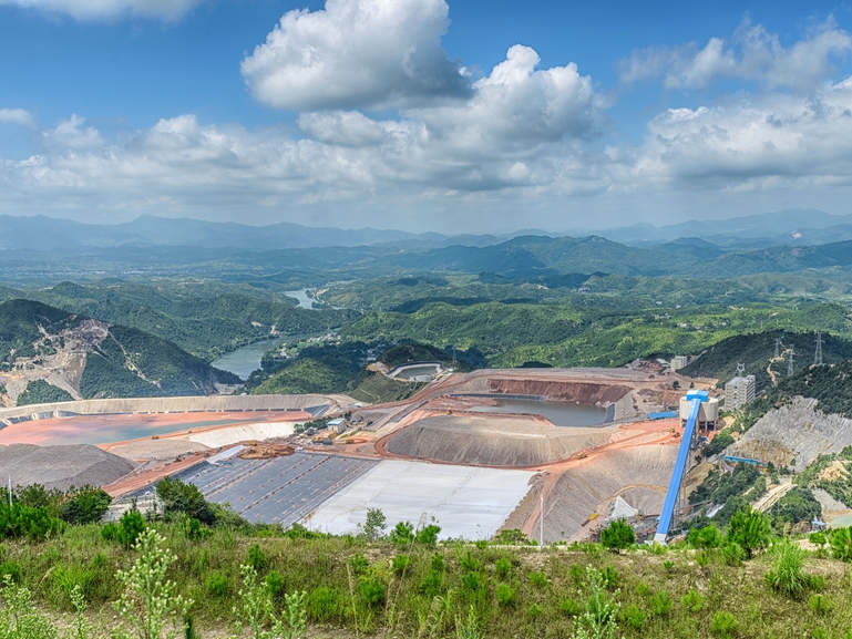 Heap leaching in a mine Heap leaching in a mine