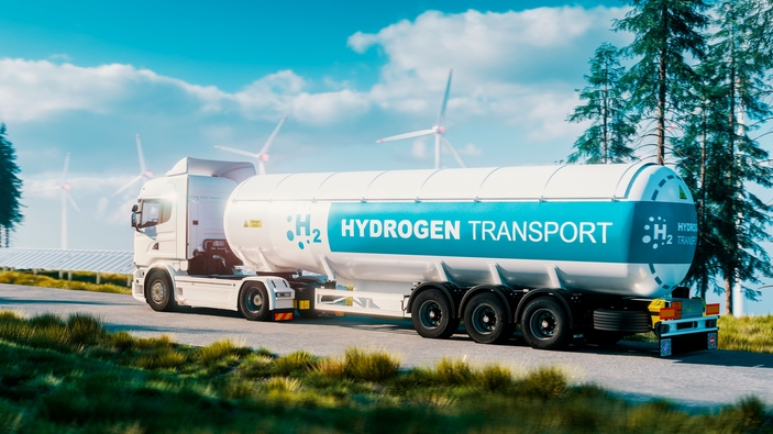 Lastbil som transporterar vätgas